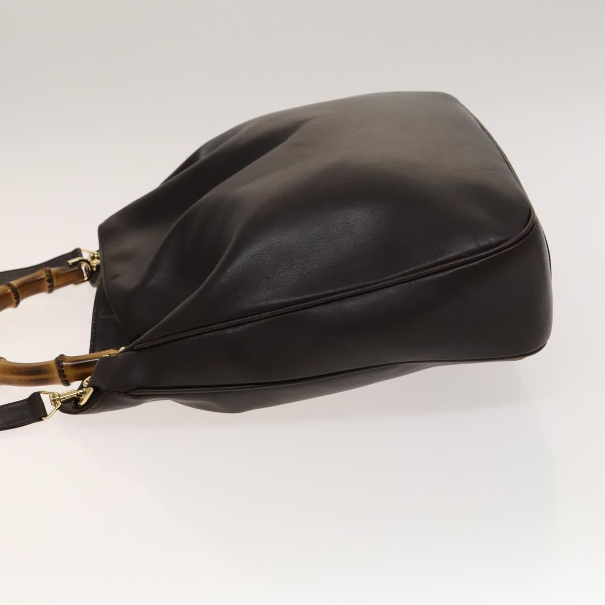 GUCCI Bamboo Hand Bag Leather 2way Brown Gold 001 1998 1577 Auth th6247
