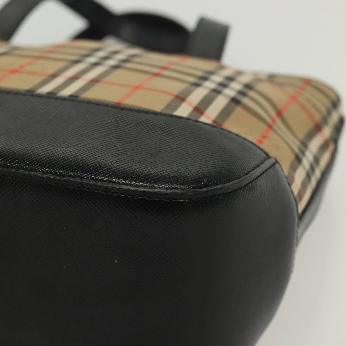 BURBERRY Nova Check Hand Bag Canvas Beige Gold Auth th6248
