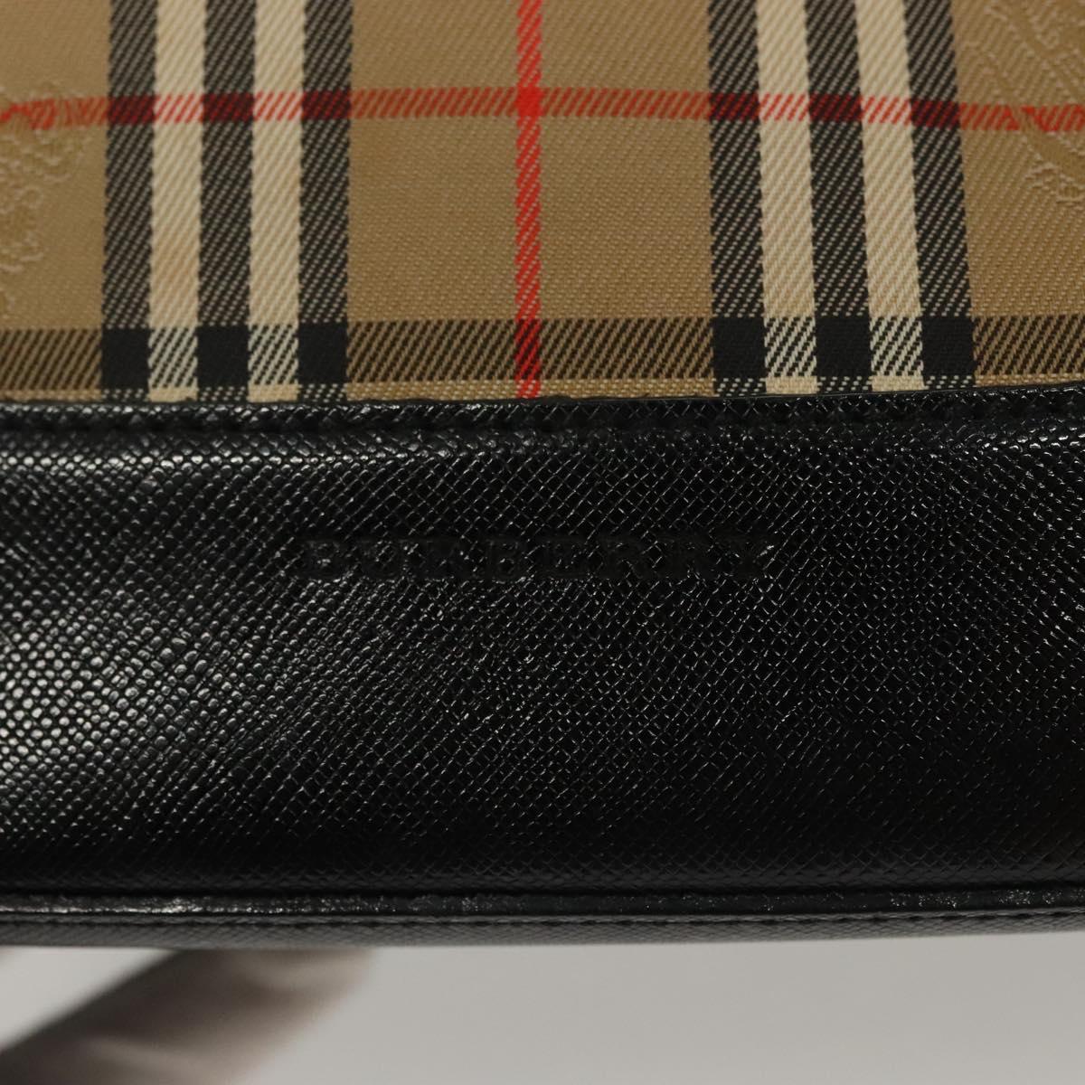 BURBERRY Nova Check Hand Bag Canvas Beige Gold Auth th6248