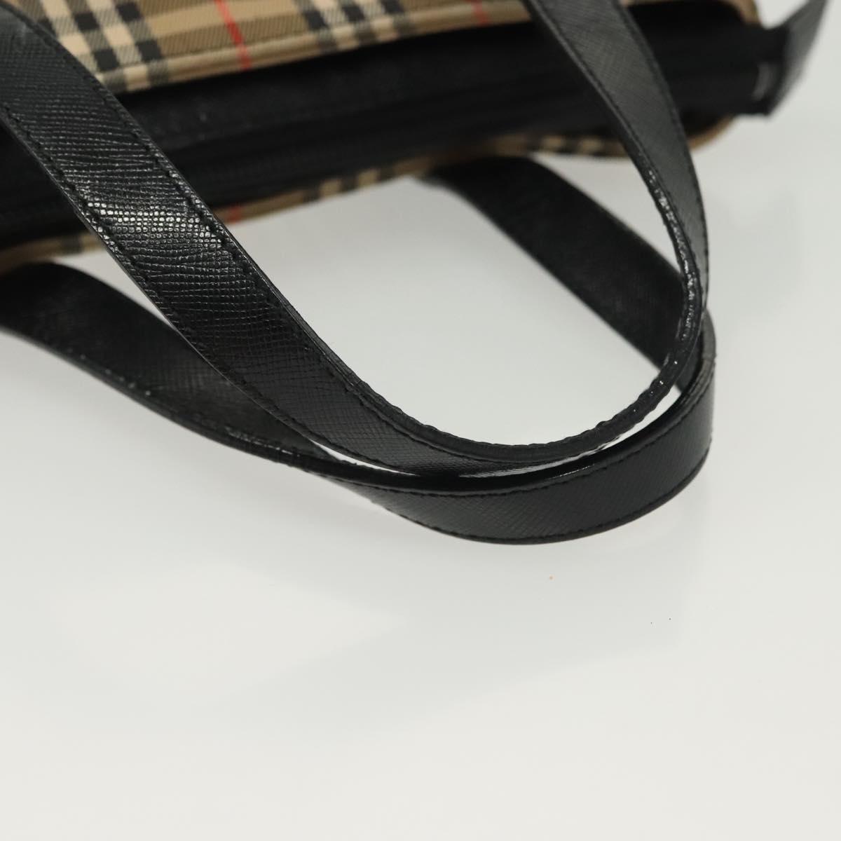 BURBERRY Nova Check Hand Bag Canvas Beige Gold Auth th6248