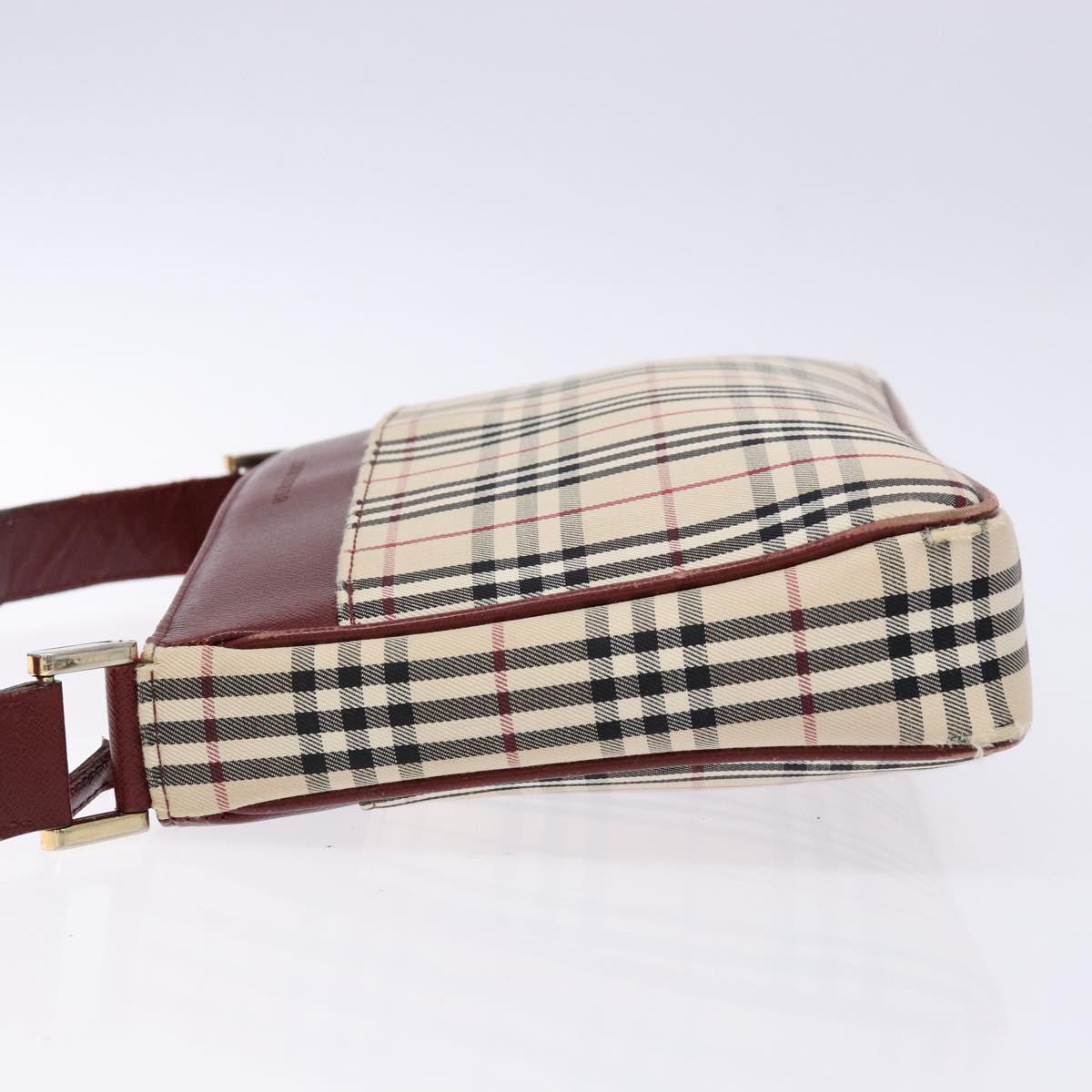 BURBERRY Nova Check Shoulder Bag Canvas Beige Silver Auth th6249