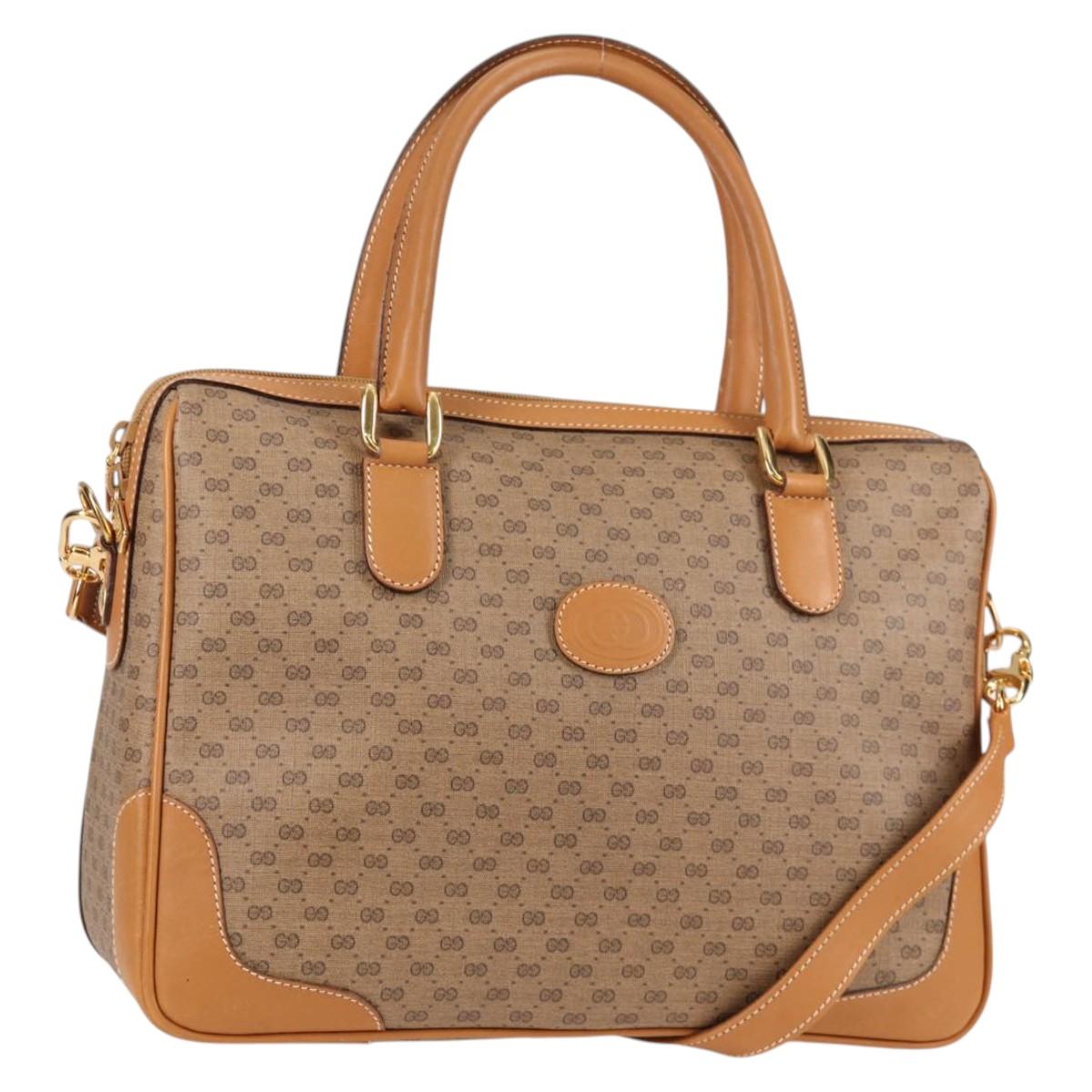 GUCCI Micro GG Supreme Boston Bag PVC 2way Beige Gold 002 122 0033 Auth th6260