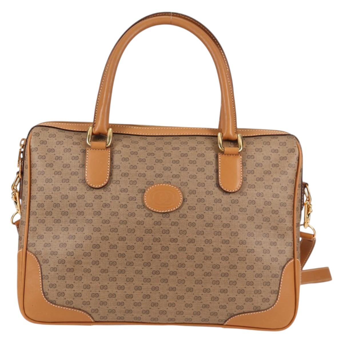GUCCI Micro GG Supreme Boston Bag PVC 2way Beige Gold 002 122 0033 Auth th6260