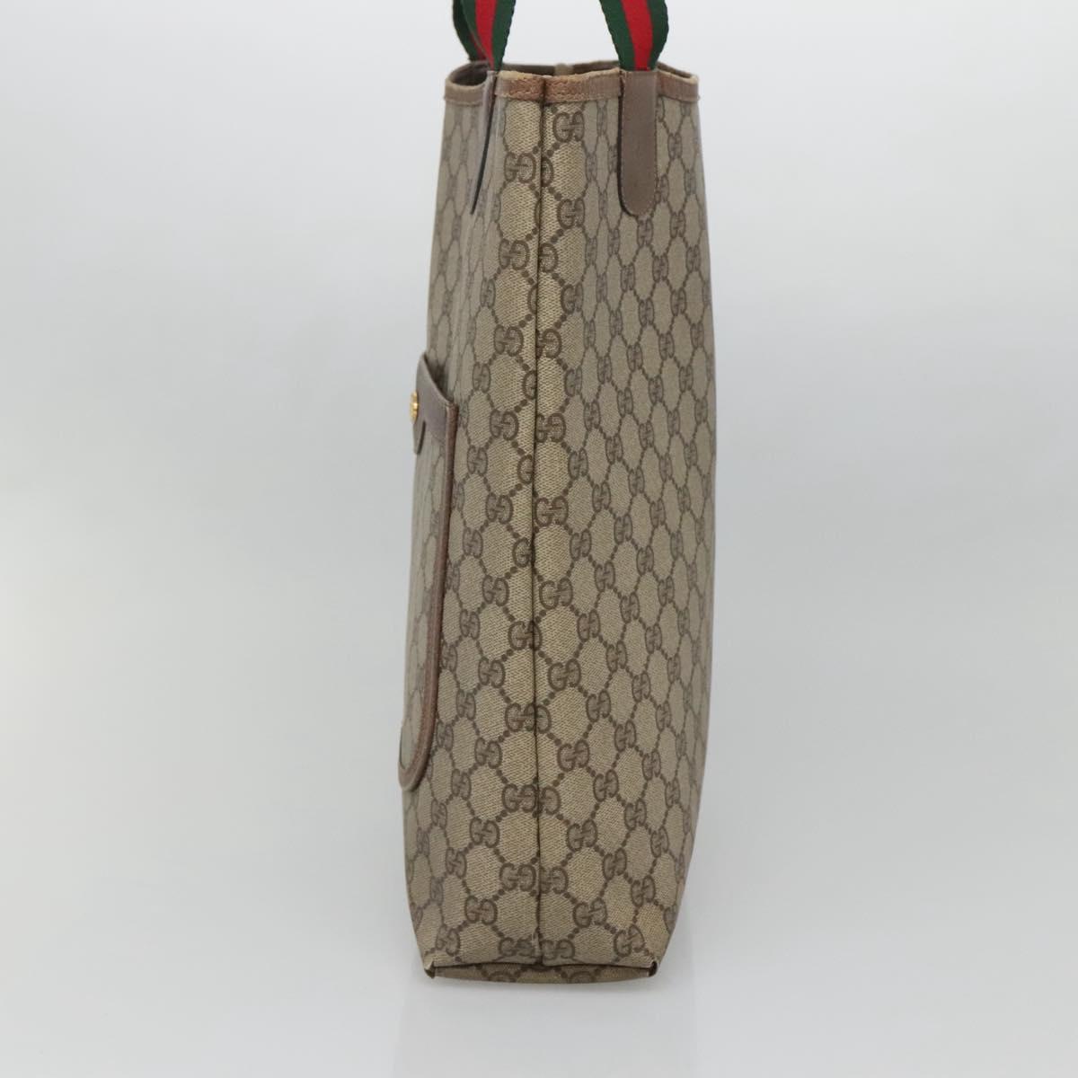 GUCCI GG Supreme Web Sherry Line Tote Bag PVC Beige 39 02 003 Auth th6261