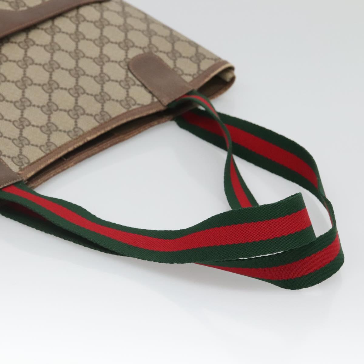 GUCCI GG Supreme Web Sherry Line Tote Bag PVC Beige 39 02 003 Auth th6261