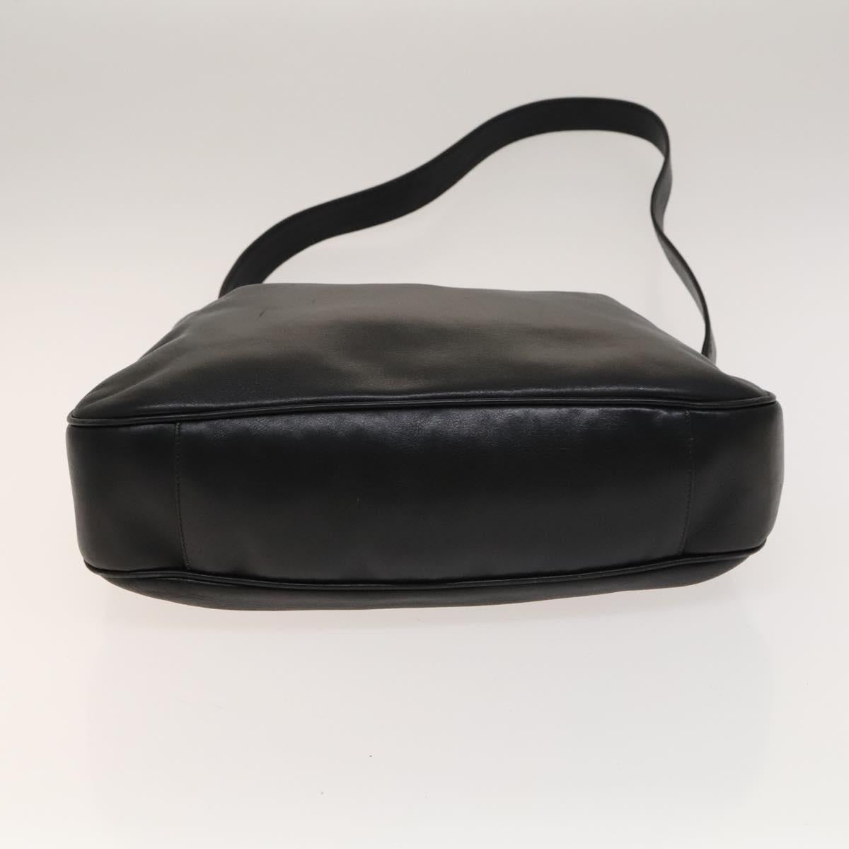 GUCCI Bamboo Hand Bag Leather 2way Black Gold 001 1731 1577 Auth th6271