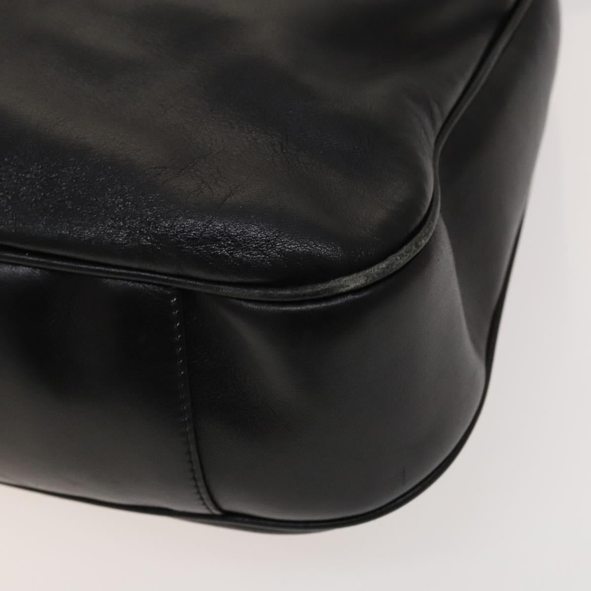 GUCCI Bamboo Hand Bag Leather 2way Black Gold 001 1731 1577 Auth th6271
