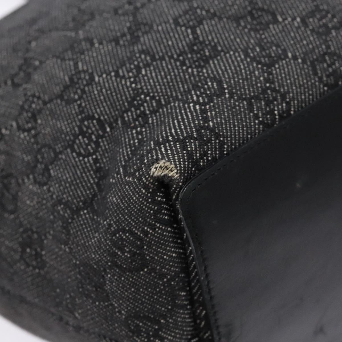 GUCCI GG Canvas Tote Bag Black Silver 31243 Auth th6279