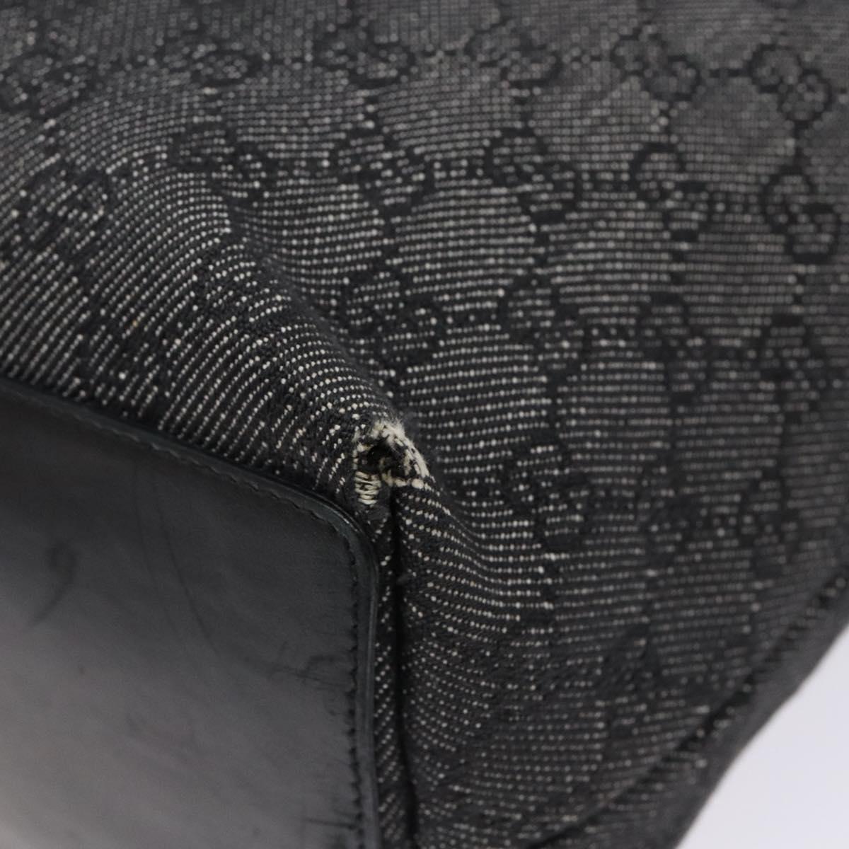 GUCCI GG Canvas Tote Bag Black Silver 31243 Auth th6279