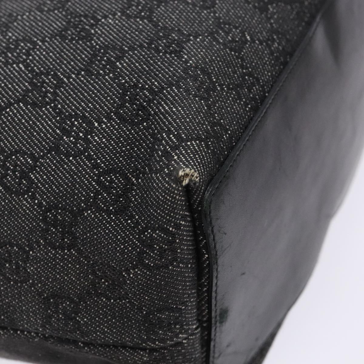 GUCCI GG Canvas Tote Bag Black Silver 31243 Auth th6279