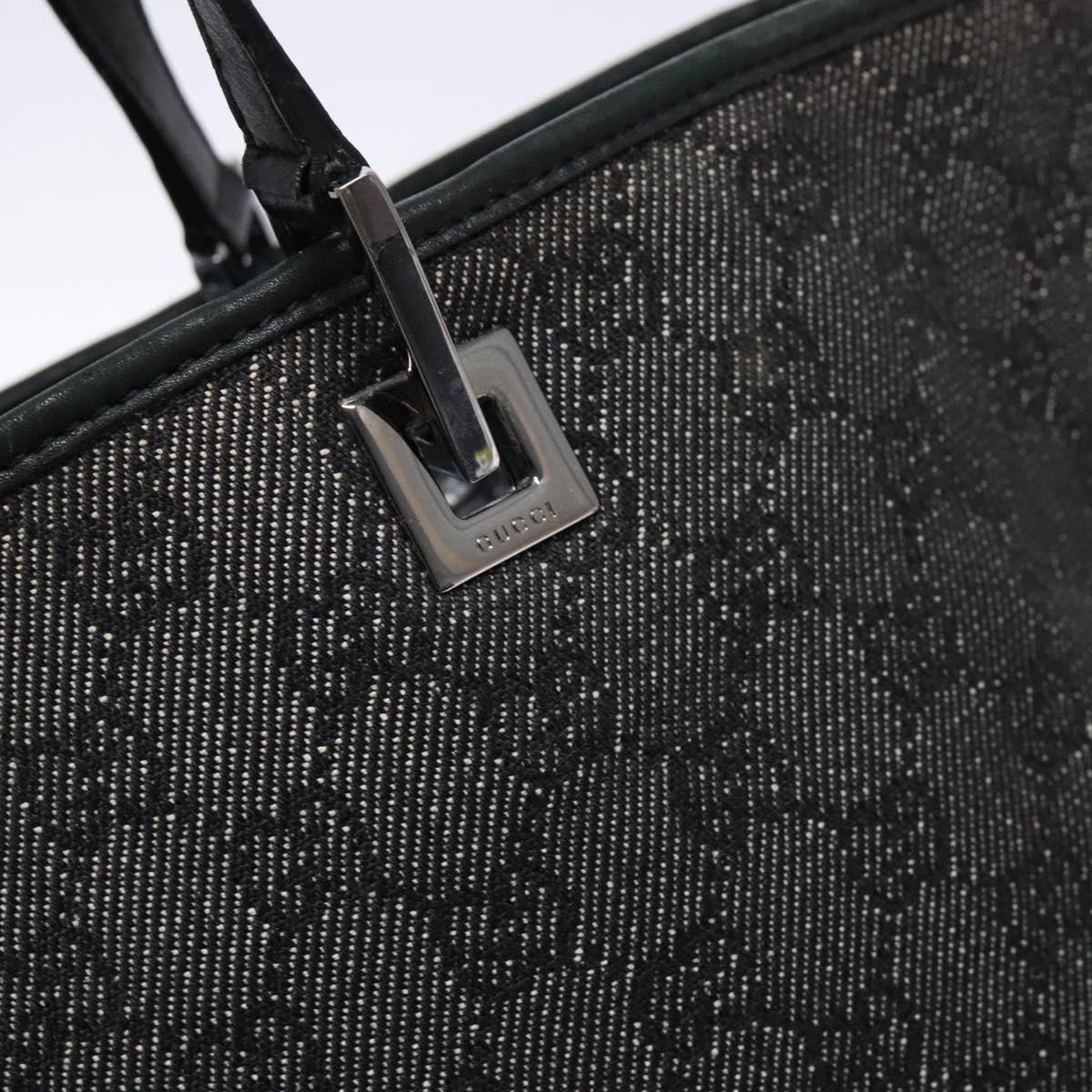 GUCCI GG Canvas Tote Bag Black Silver 31243 Auth th6279