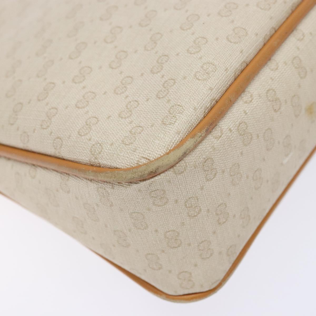 GUCCI Micro GG Supreme Shoulder Bag PVC White Gold Auth th6280