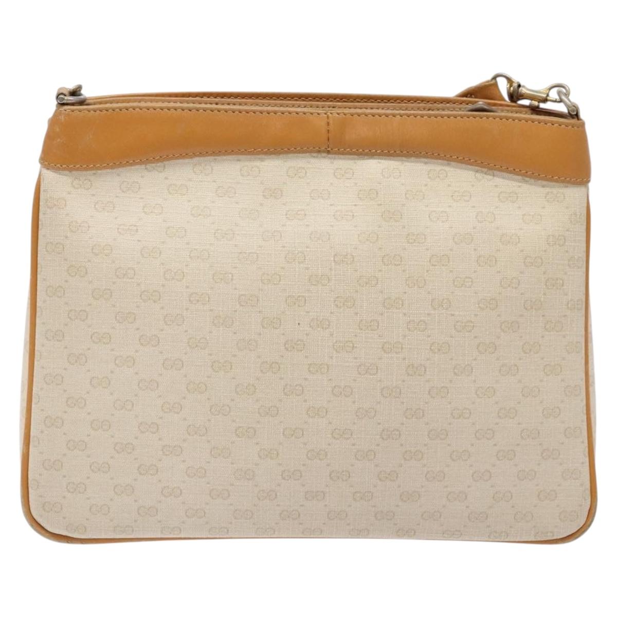 GUCCI Micro GG Supreme Shoulder Bag PVC White Gold Auth th6280