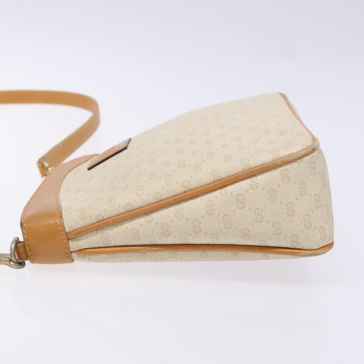 GUCCI Micro GG Supreme Shoulder Bag PVC White Gold Auth th6280