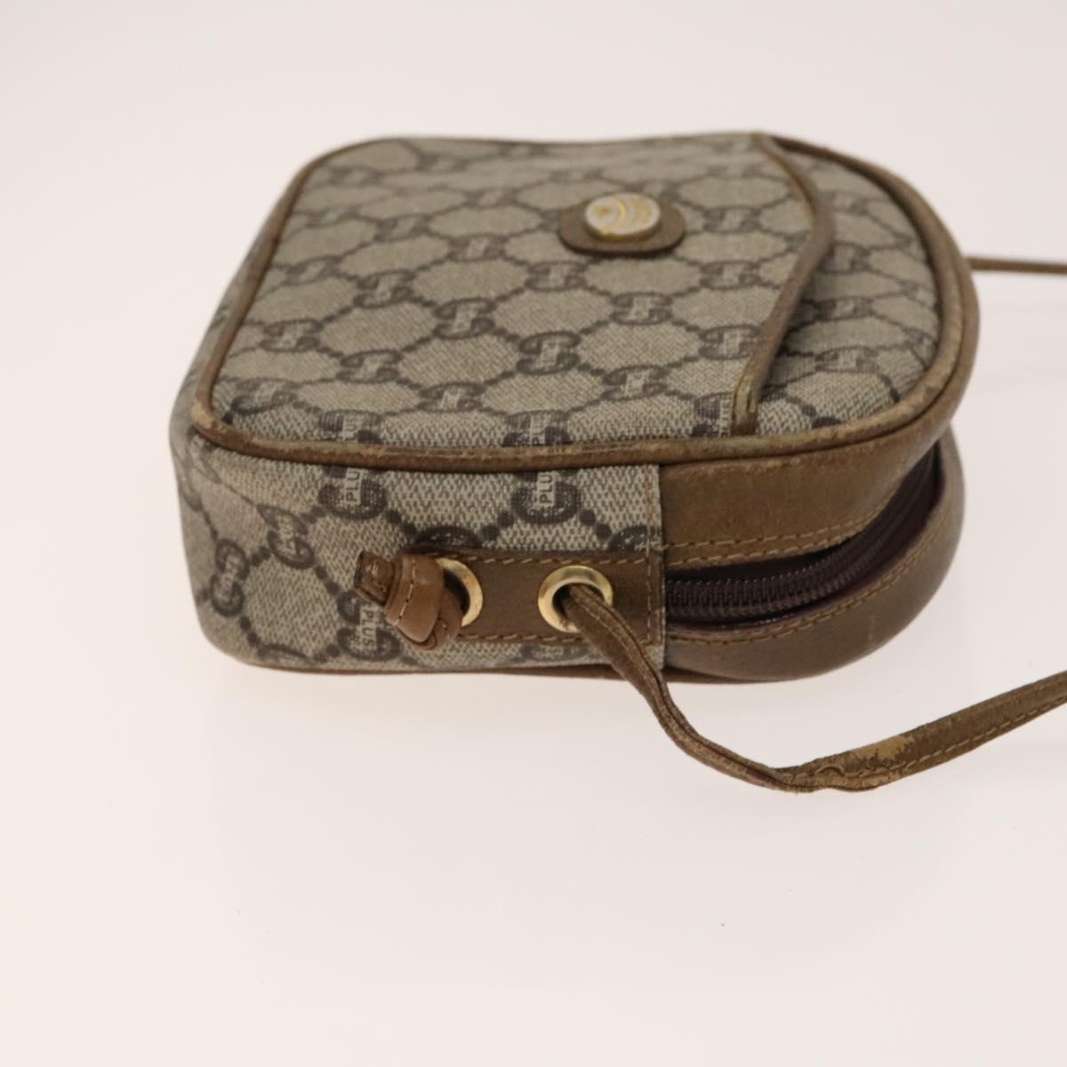 GUCCI GG Plus Supreme Shoulder Bag PVC 2Set Navy Beige gold Auth th6282