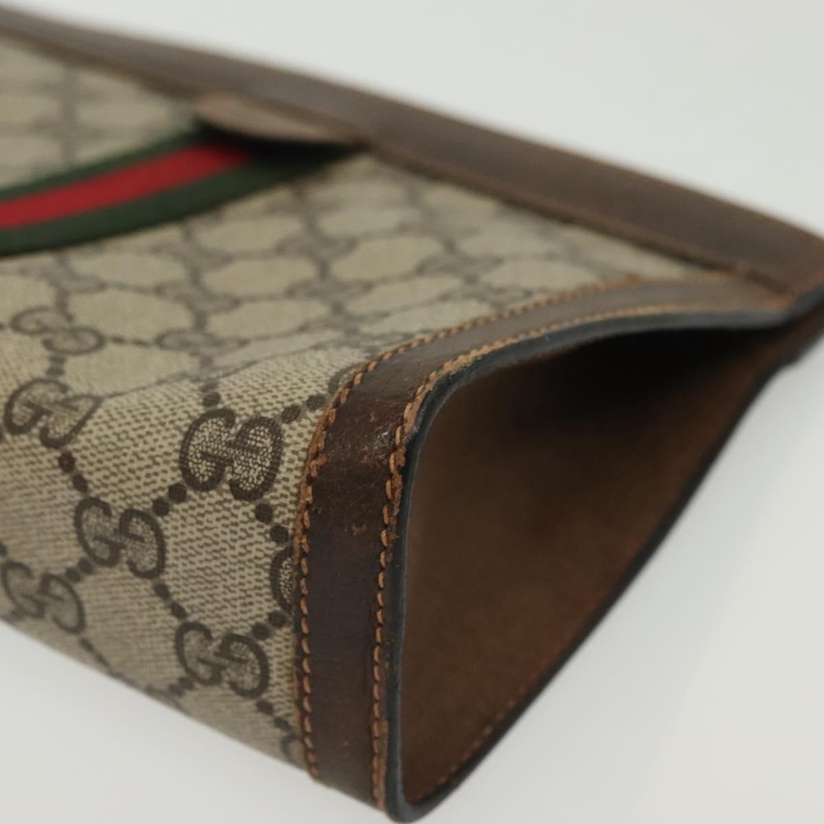 GUCCI GG Supreme Web Sherry Line Bag PVC Beige Gold 67 014 2125 Auth th6291