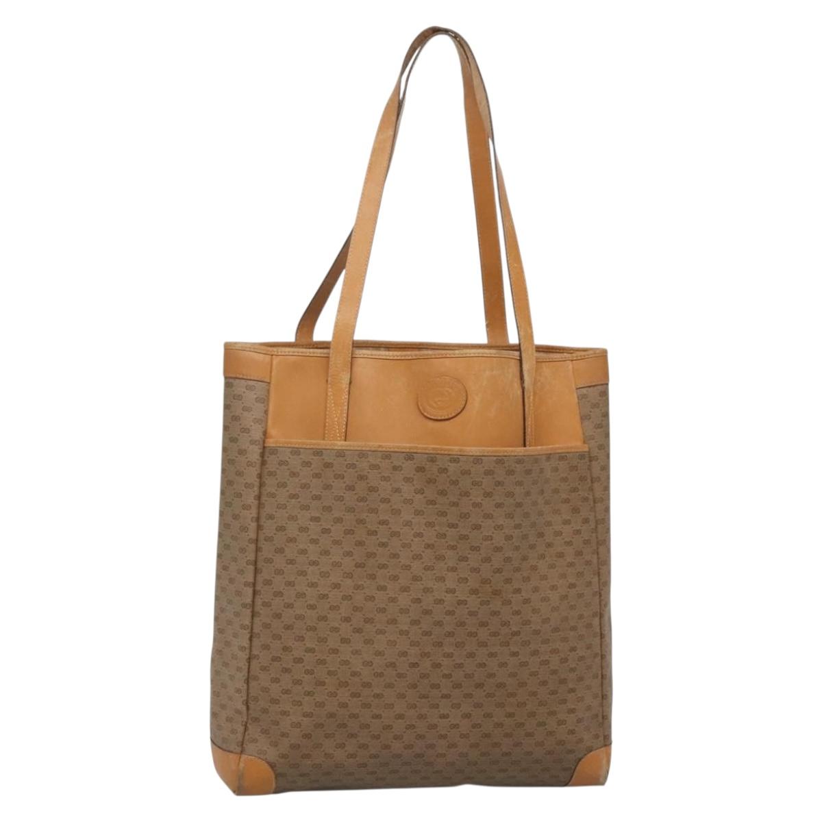 GUCCI Micro GG Canvas Tote Bag PVC Beige Gold 002 123 0135 Auth th6296