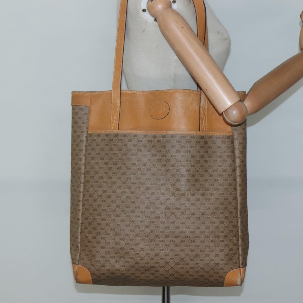 GUCCI Micro GG Canvas Tote Bag PVC Beige Gold 002 123 0135 Auth th6296