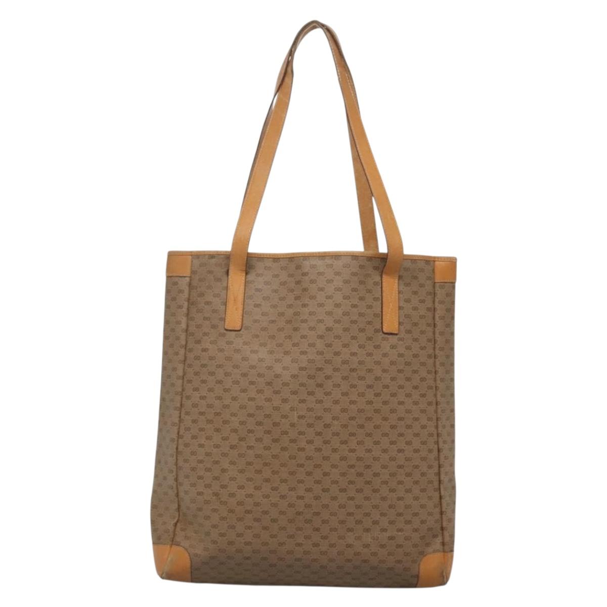 GUCCI Micro GG Canvas Tote Bag PVC Beige Gold 002 123 0135 Auth th6296