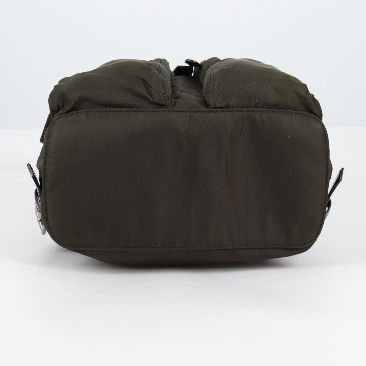 PRADA Backpack Nylon Khaki Silver Auth th6297
