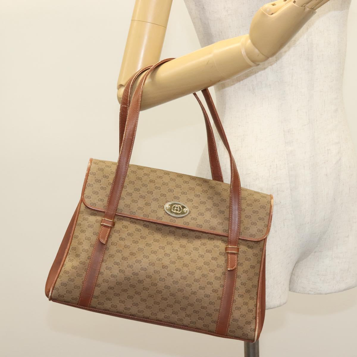 GUCCI Micro GG Supreme Hand Bag PVC Beige Gold 000 46 4857 Auth th6300