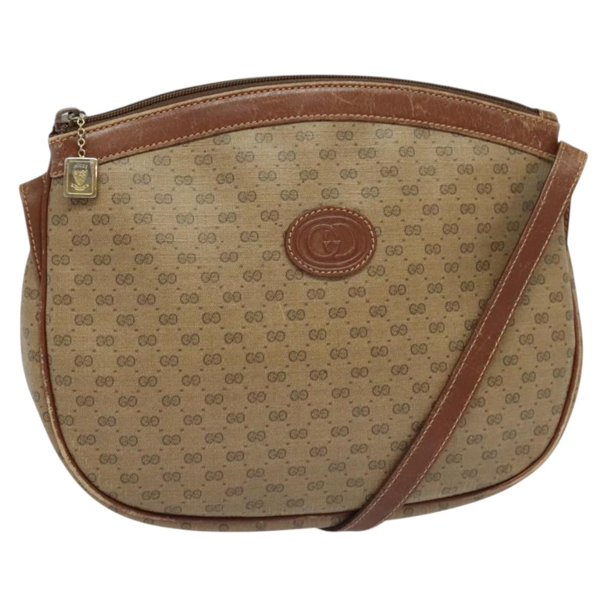 GUCCI Micro GG Supreme Shoulder Bag PVC Beige Gold 007 87 0018 Auth th6303