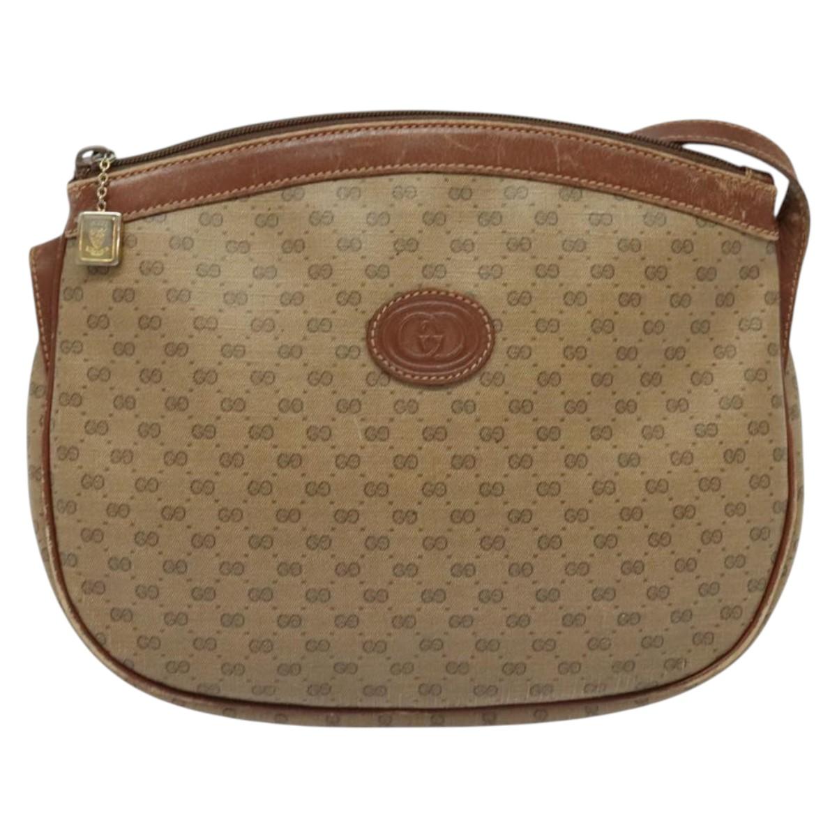 GUCCI Micro GG Supreme Shoulder Bag PVC Beige Gold 007 87 0018 Auth th6303