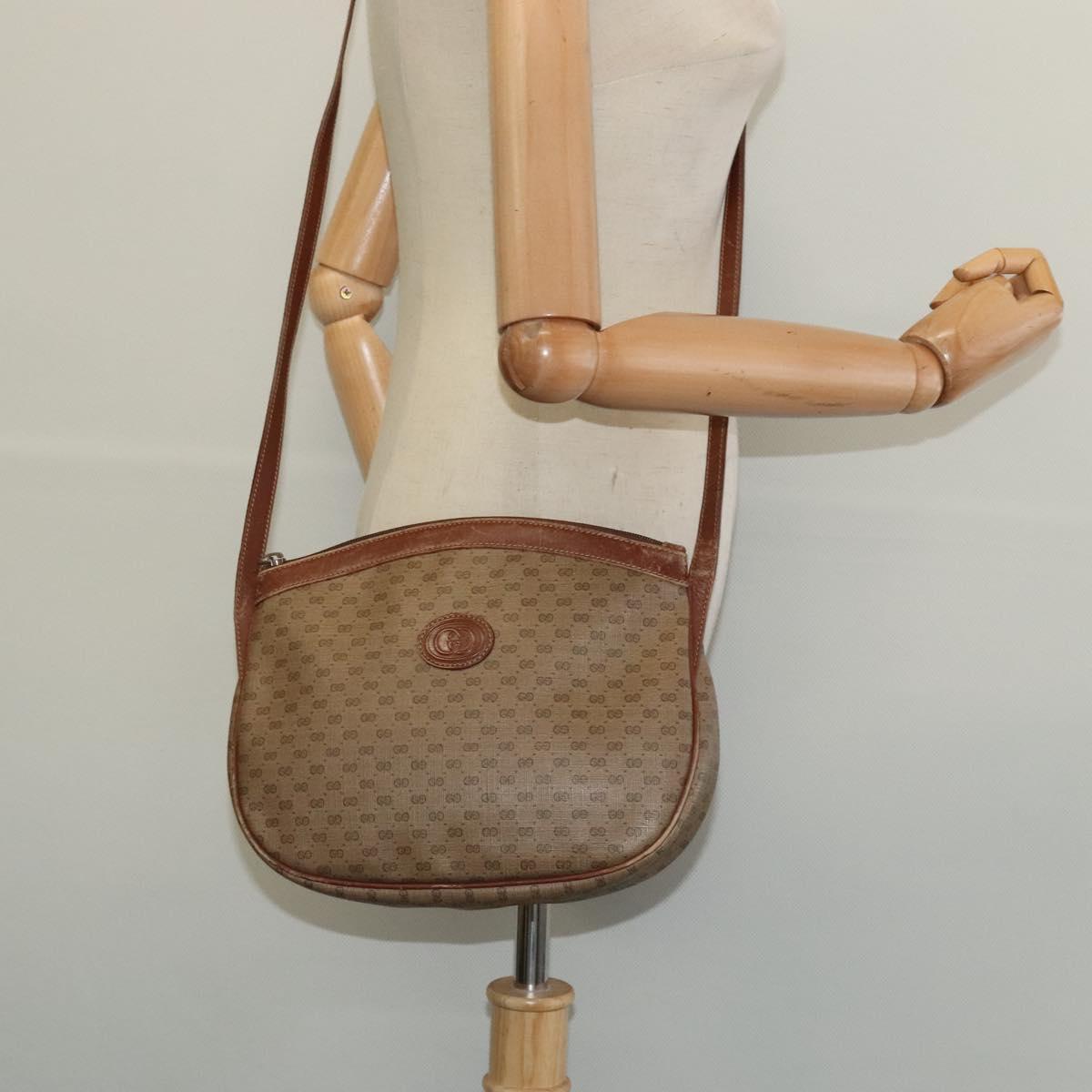 GUCCI Micro GG Supreme Shoulder Bag PVC Beige Gold 007 87 0018 Auth th6303
