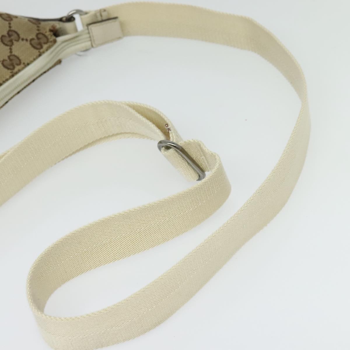 GUCCI GG Canvas Shoulder Bag Beige Silver 145857 Auth th6308