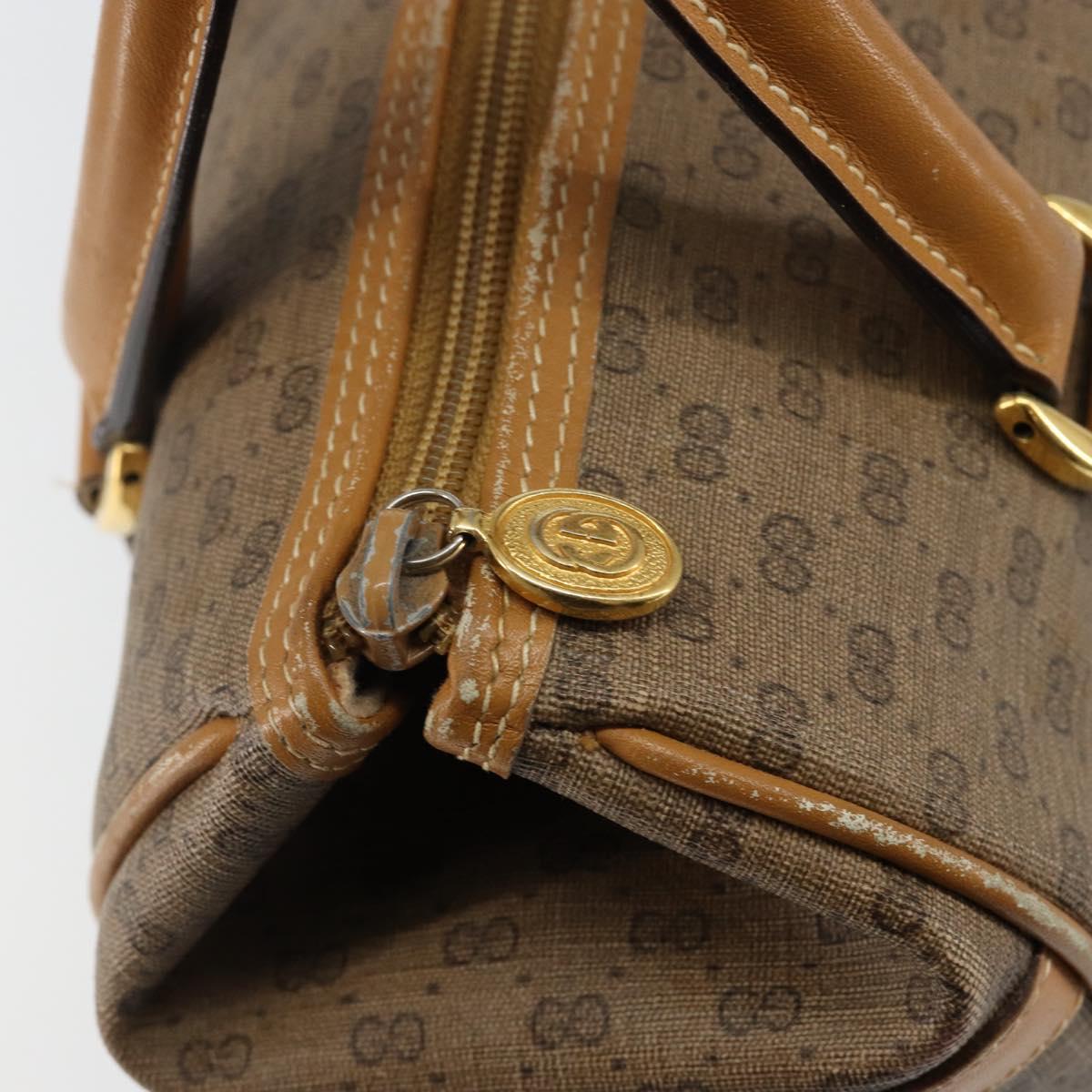 GUCCI Micro GG Supreme Hand Bag PVC Beige Gold 000 39 0158 Auth th6321