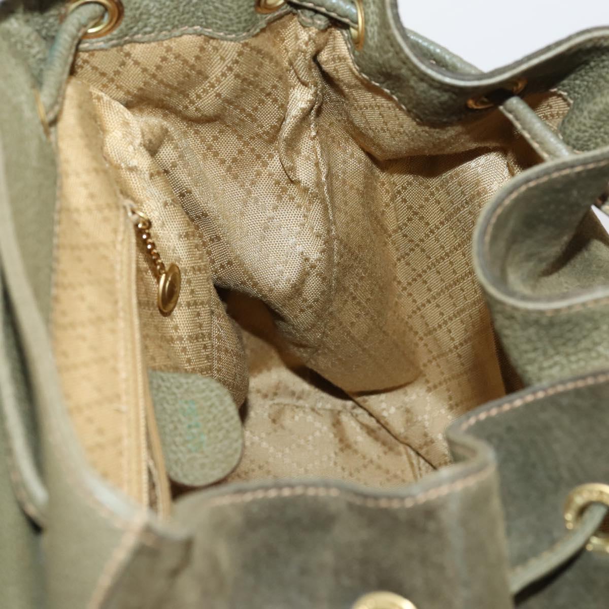 GUCCI Bamboo Backpack Suede Khaki Gold 003 2058 0016 Auth th6322