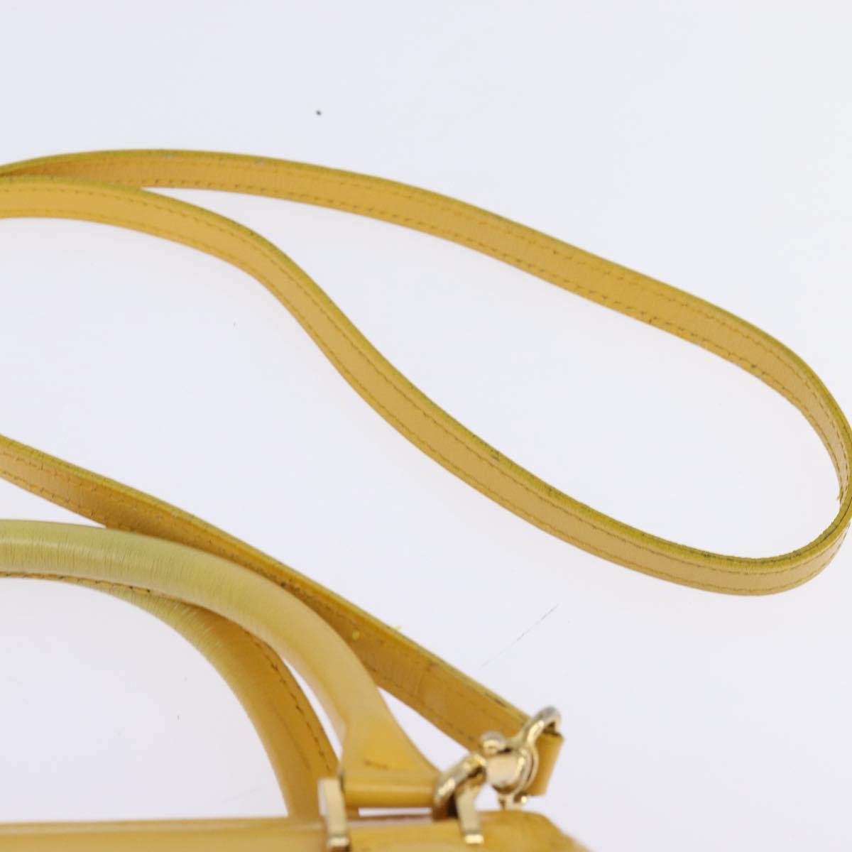 Gianni Versace Hand Bag Leather 2way Yellow Gold Auth th6323
