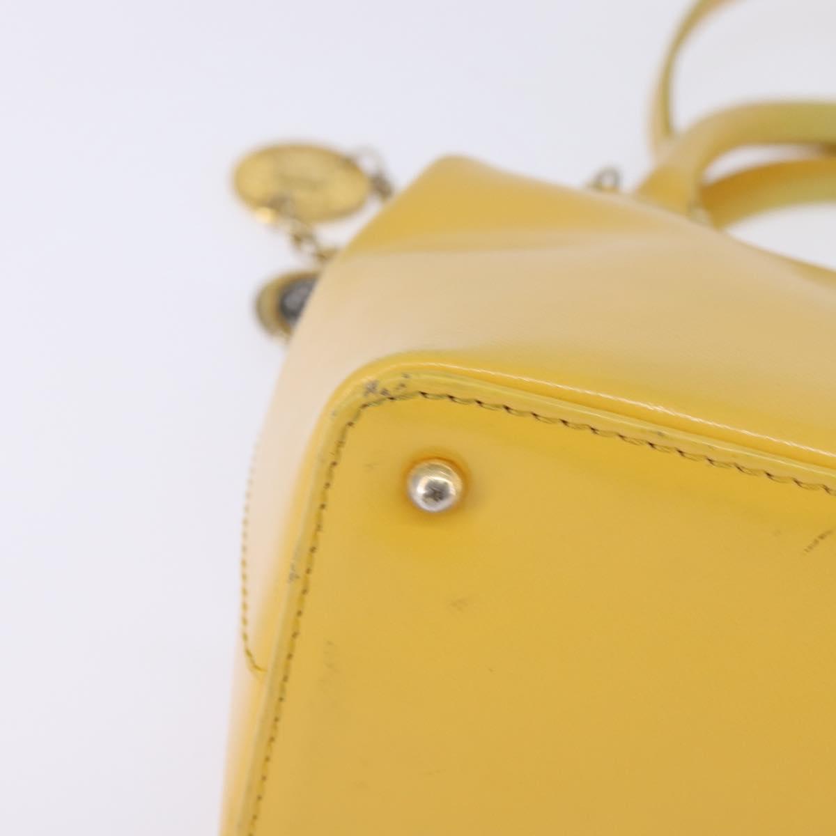 Gianni Versace Hand Bag Leather 2way Yellow Gold Auth th6323