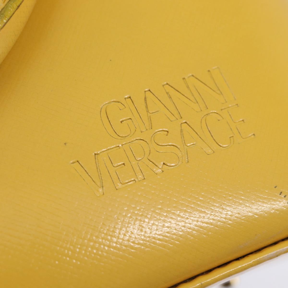 Gianni Versace Hand Bag Leather 2way Yellow Gold Auth th6323