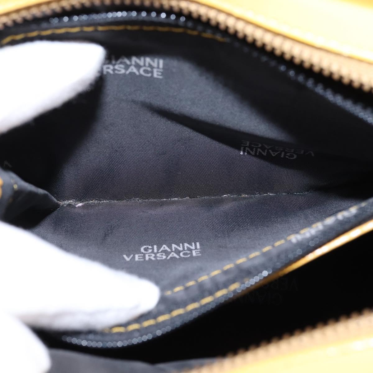 Gianni Versace Hand Bag Leather 2way Yellow Gold Auth th6323