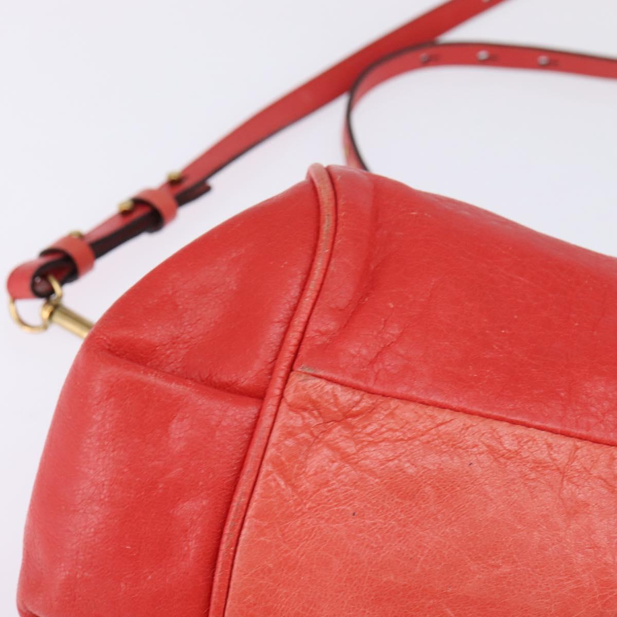 Chloe Etel Hand Bag Leather 2way Red Gold Auth th6324