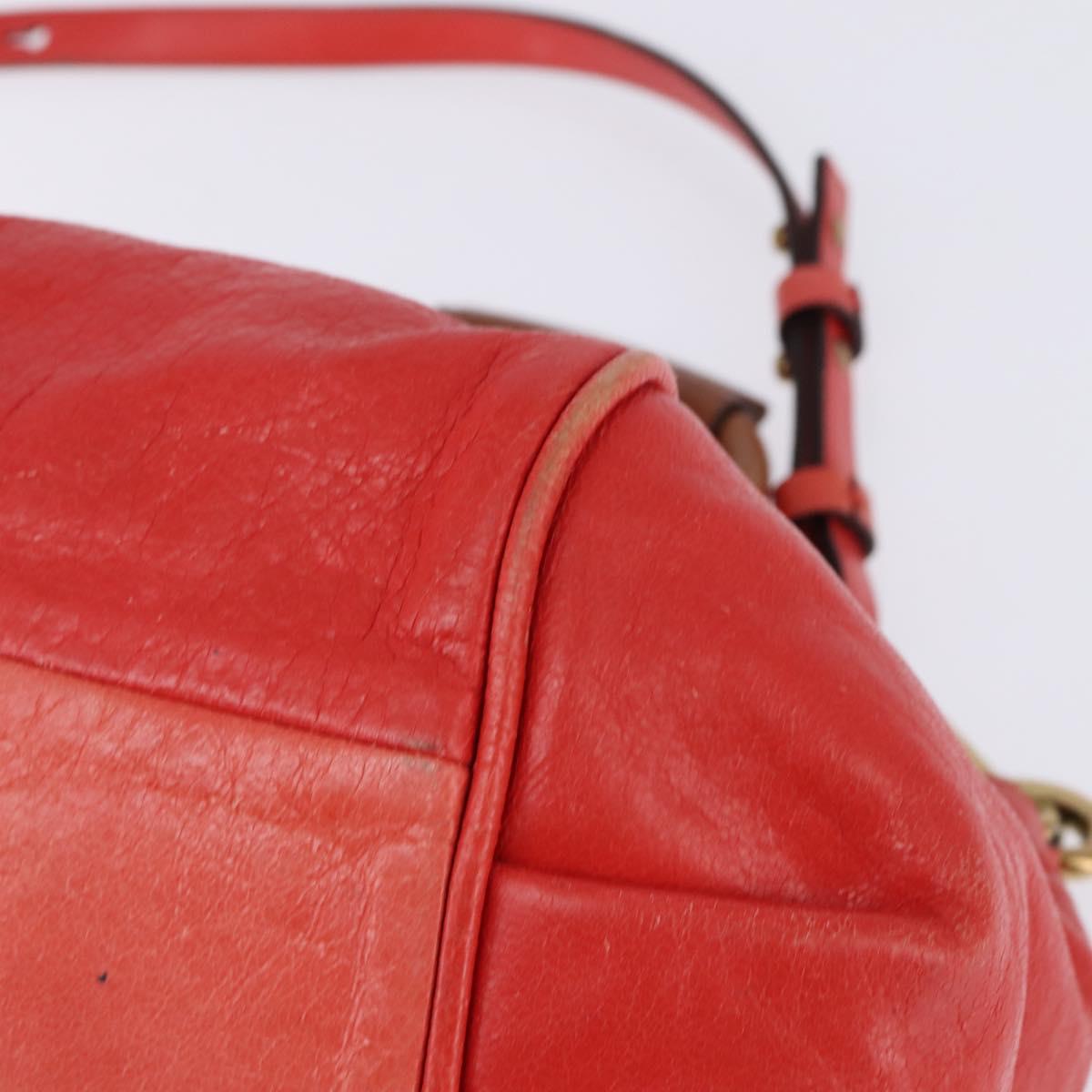 Chloe Etel Hand Bag Leather 2way Red Gold Auth th6324