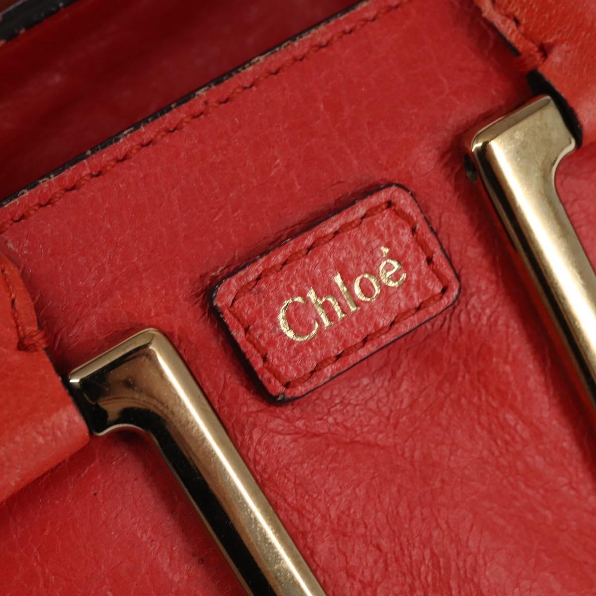Chloe Etel Hand Bag Leather 2way Red Gold Auth th6324