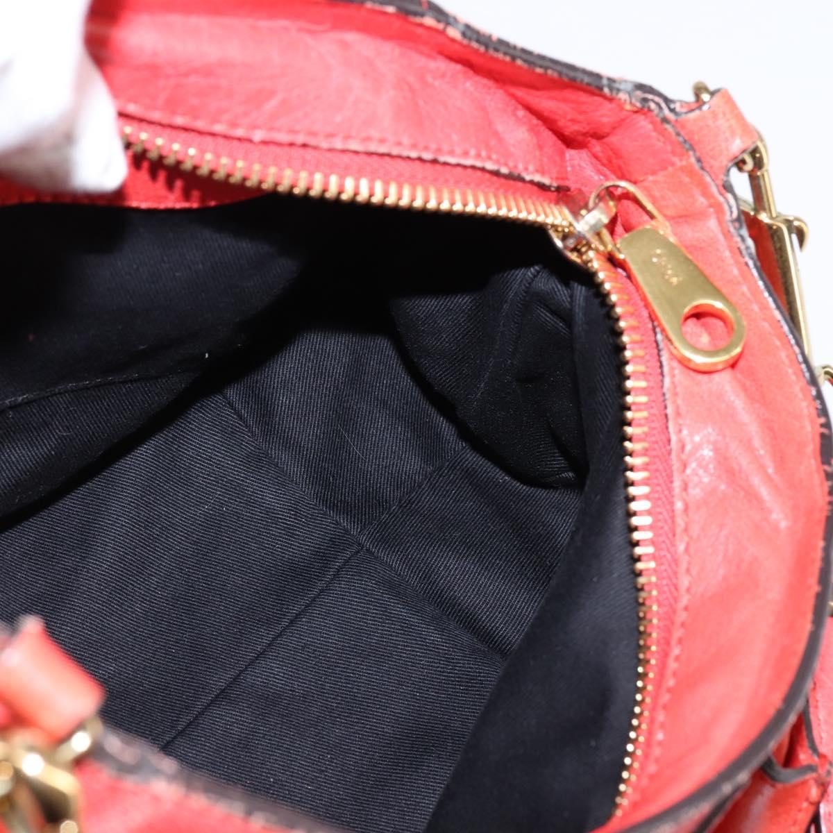 Chloe Etel Hand Bag Leather 2way Red Gold Auth th6324