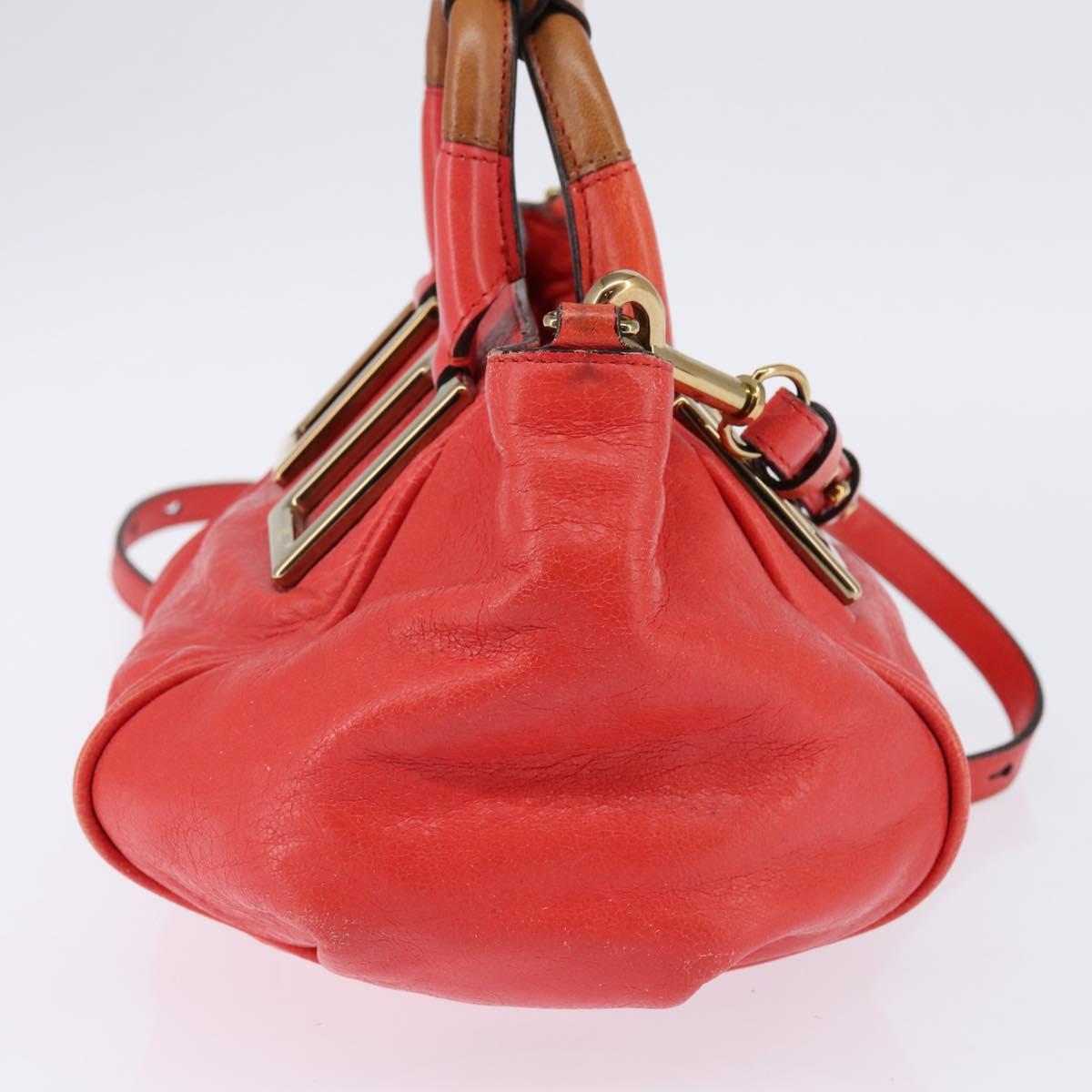 Chloe Etel Hand Bag Leather 2way Red Gold Auth th6324