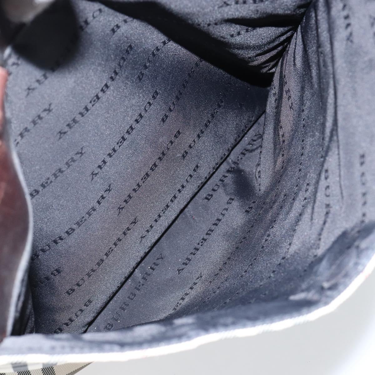 BURBERRY Nova Check Hand Bag Canvas Beige Silver Auth th6326