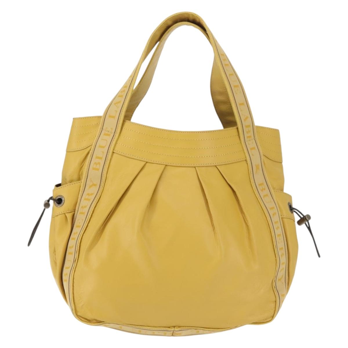 BURBERRY Blue Label Tote Bag Leather Yellow Auth th6327