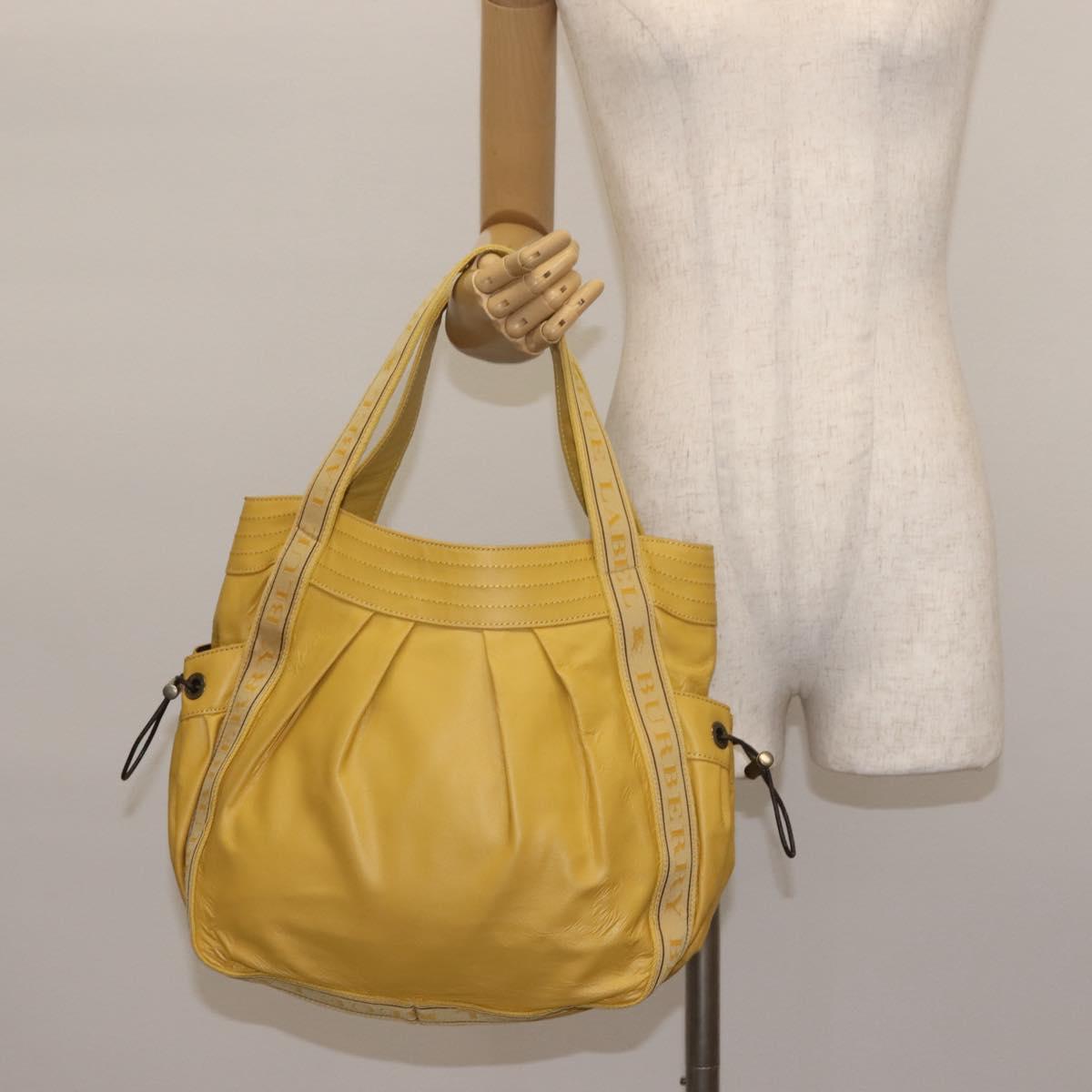 BURBERRY Blue Label Tote Bag Leather Yellow Auth th6327