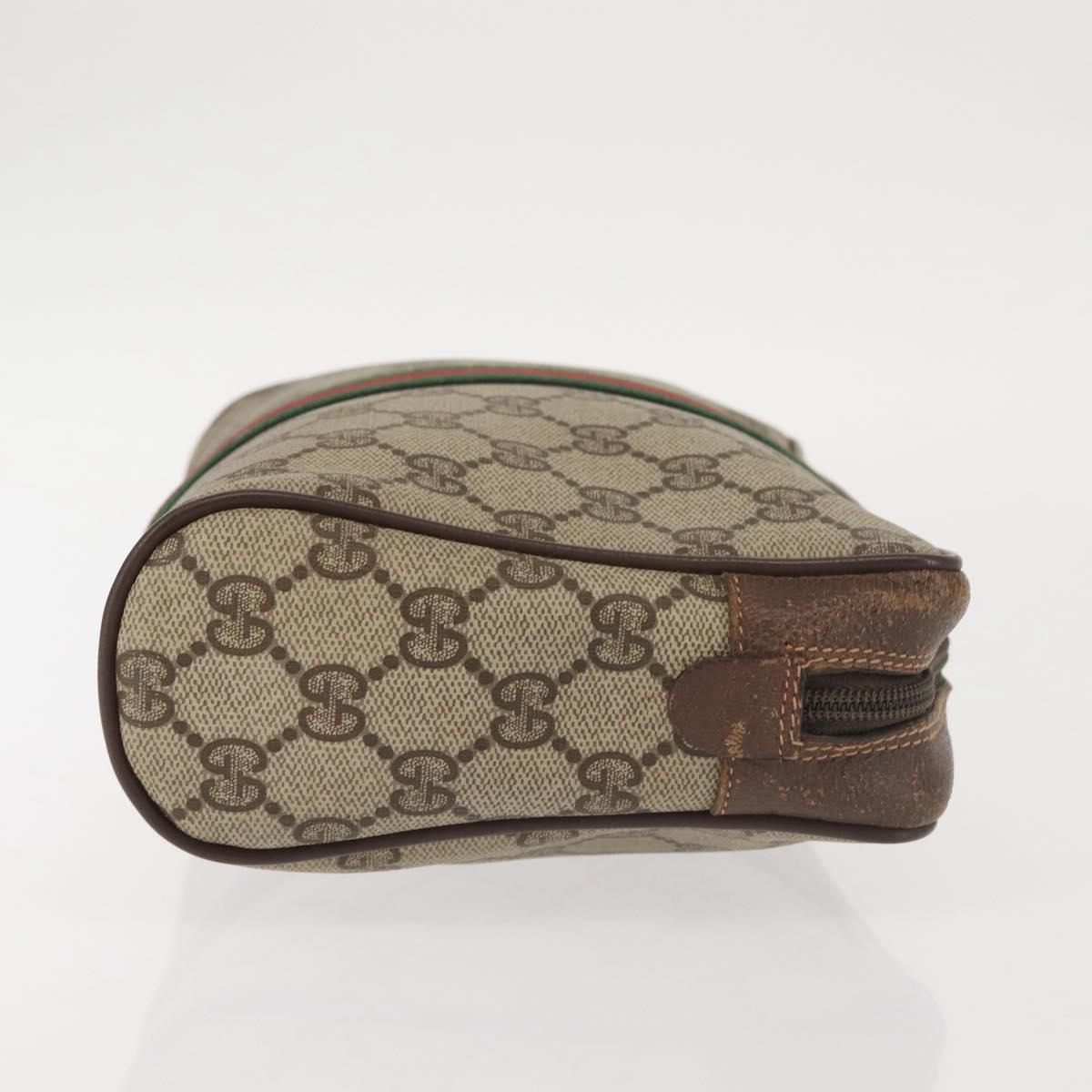 GUCCI GG Supreme Web Sherry Line Clutch Bag PVC Beige 156 01 012 Auth th6330