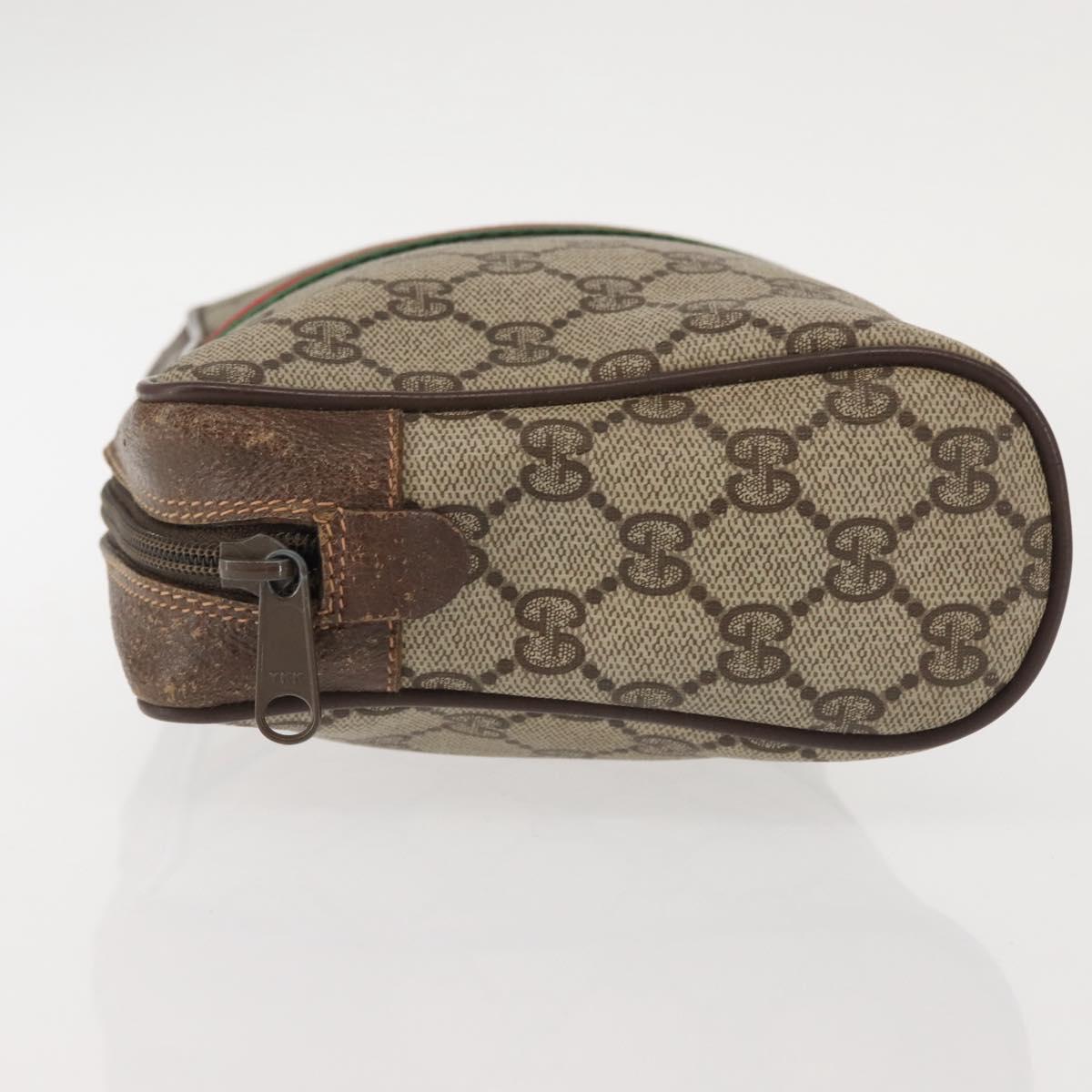 GUCCI GG Supreme Web Sherry Line Clutch Bag PVC Beige 156 01 012 Auth th6330