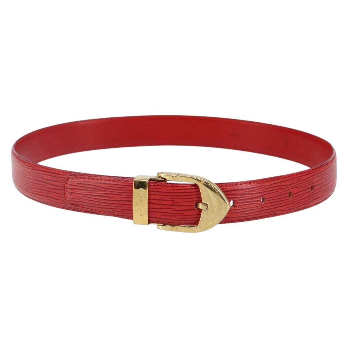 LOUIS VUITTON Epi Ceinture Belt 33.5"" Red LV Auth th6335