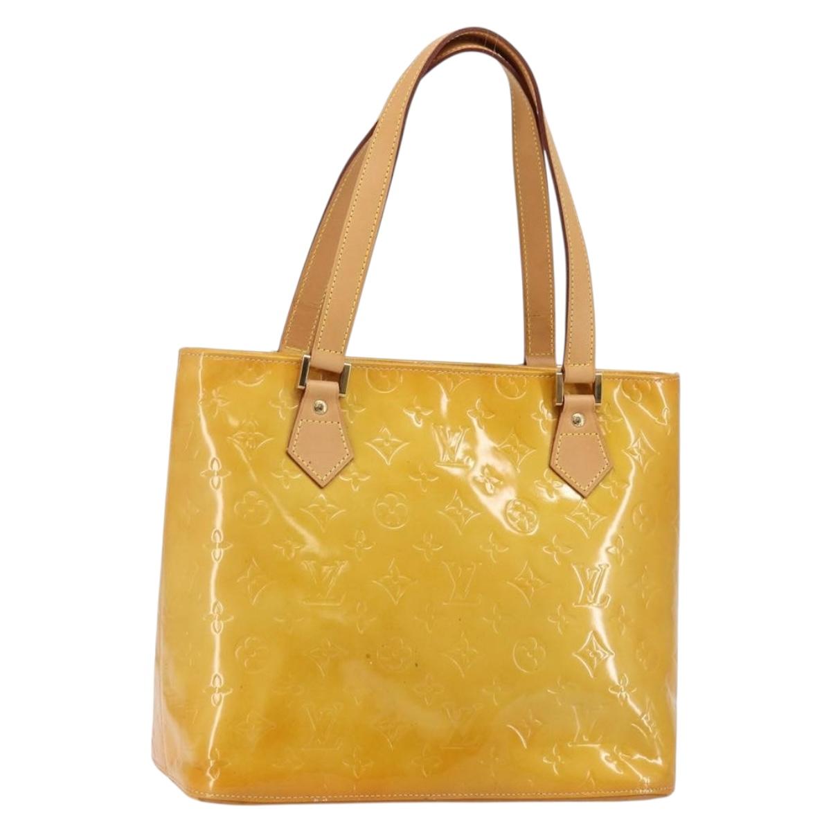 LOUIS VUITTON Monogram Vernis Houston Hand Bag Beige M91004 LV Auth th6347