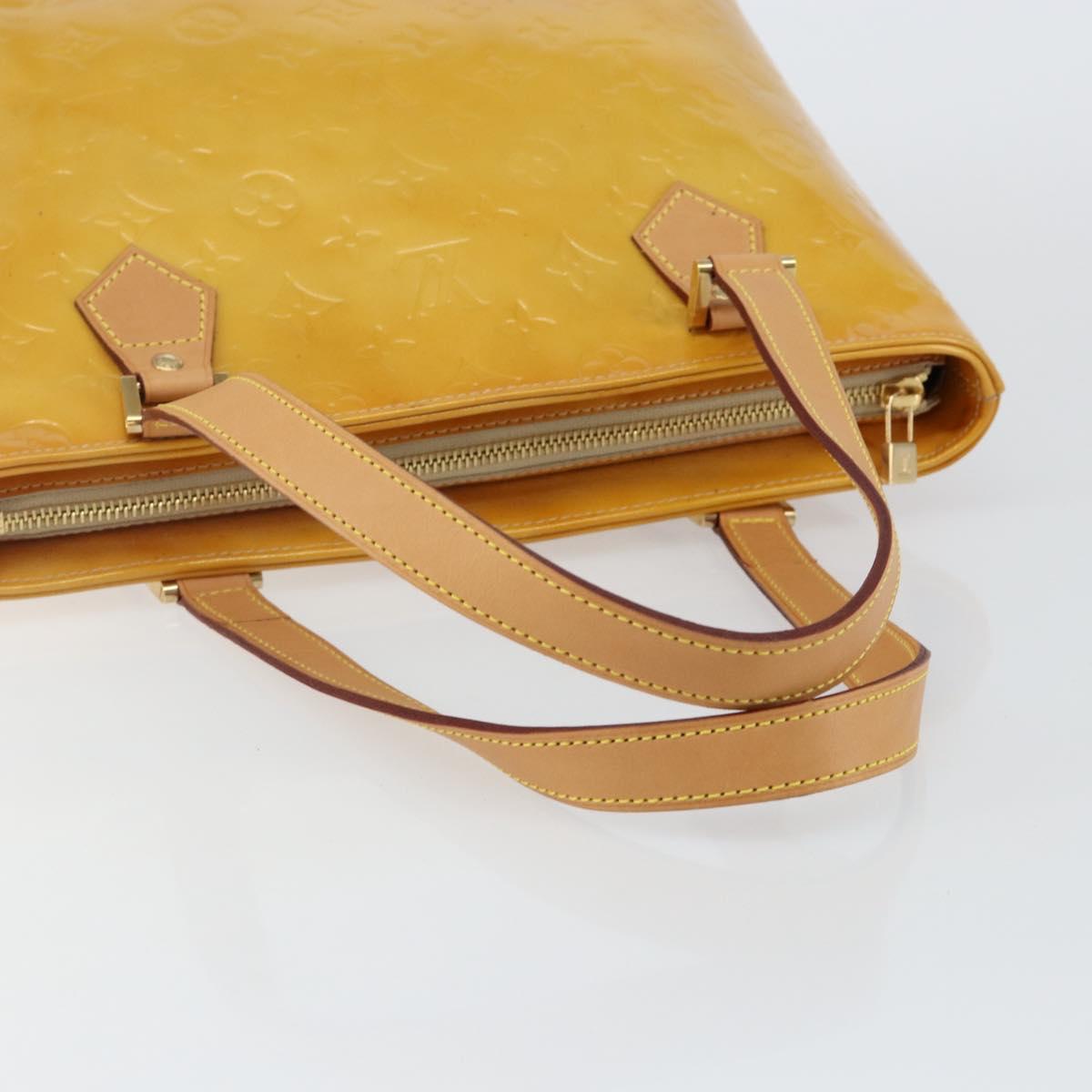 LOUIS VUITTON Monogram Vernis Houston Hand Bag Beige M91004 LV Auth th6347