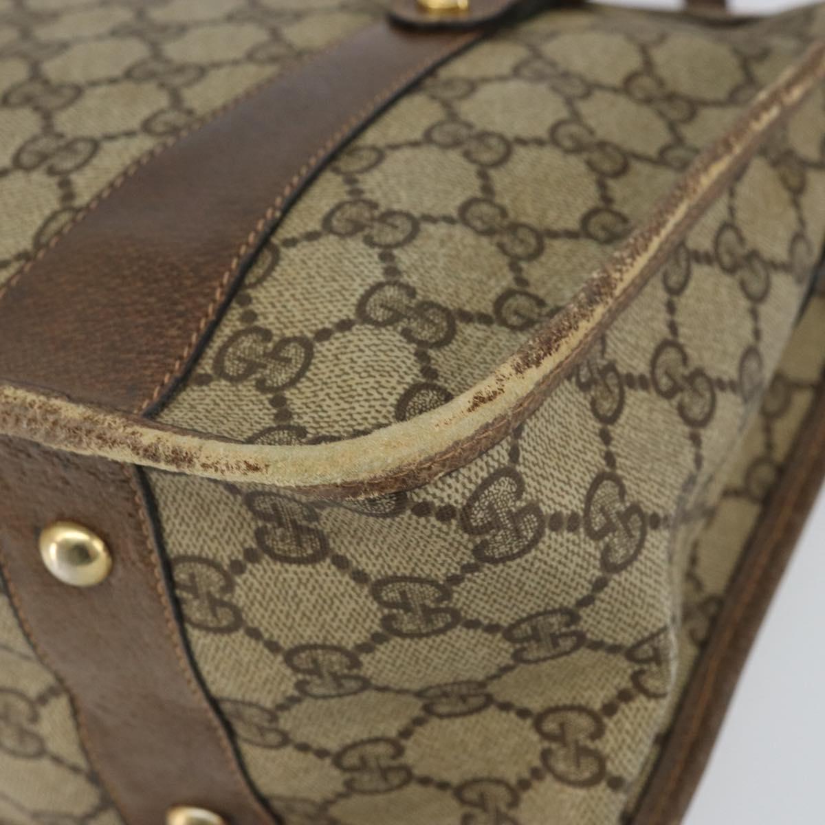 GUCCI GG Supreme Web Sherry Line Hand Bag PVC Beige 58 02 039 Auth th6355