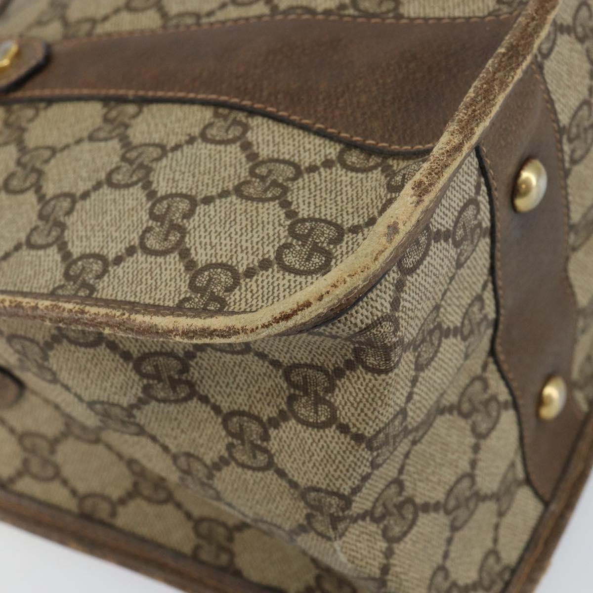 GUCCI GG Supreme Web Sherry Line Hand Bag PVC Beige 58 02 039 Auth th6355